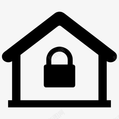 家庭锁图标房子财产图标