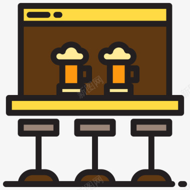 酒吧酿造啤酒3线性颜色图标图标