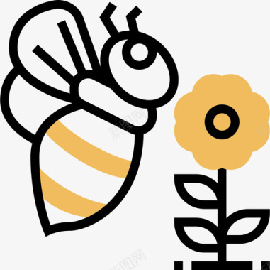 蜜蜂养蜂场10黄影图标图标