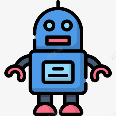 机器人婴儿玩具4线性颜色图标图标