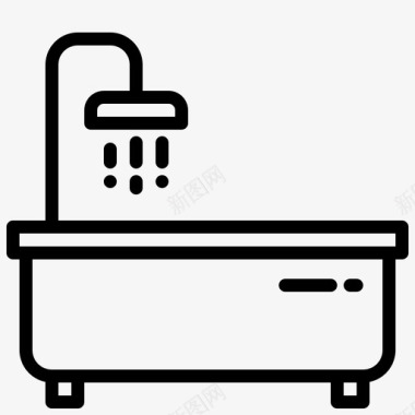 浴缸家用设备13线性图标图标