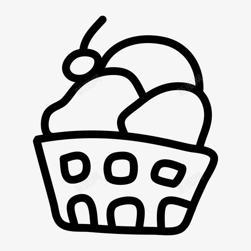 华夫饼碗冰淇淋华夫饼冰淇淋樱桃图标svg_新图网 https://ixintu.com 冰淇淋 华夫饼冰淇淋 华夫饼碗冰淇淋 樱桃 派对拉稀 甜点