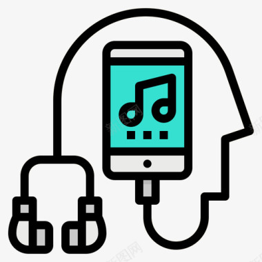 音乐智能手机36线性颜色图标图标