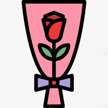 玫瑰浪漫36直线色图标图标