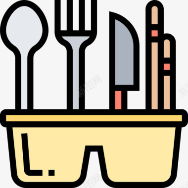 篮子厨房工具28线颜色图标图标