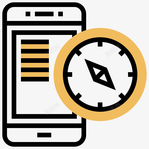 指南针智能手机应用程序5黄色阴影图标svg_新图网 https://ixintu.com 指南针 智能手机应用程序5 黄色阴影