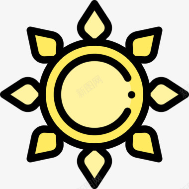 太阳西班牙6线性颜色图标图标