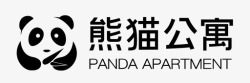 反白logo熊猫公寓logo反白高清图片