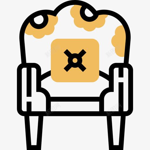 扶手椅复古装饰21黄色阴影图标svg_新图网 https://ixintu.com 复古装饰21 扶手椅 黄色阴影