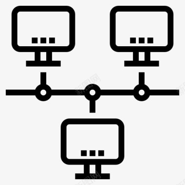 网络计算机和网络6线性图标图标