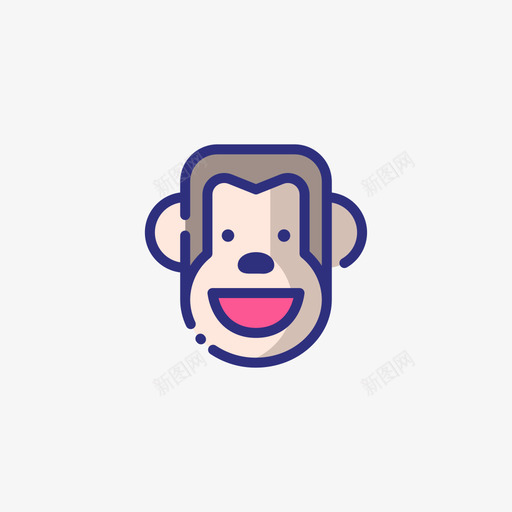 大猩猩动物头7线形颜色图标svg_新图网 https://ixintu.com 动物 大猩猩 线形 颜色