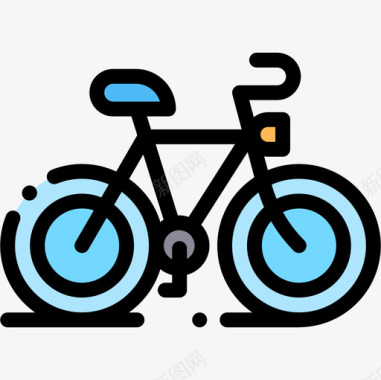 自行车车辆和交通工具8线性颜色图标图标