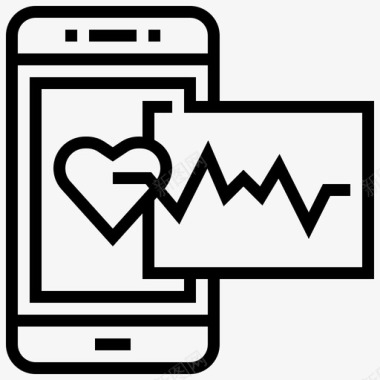 心率智能手机应用程序2线性图标图标