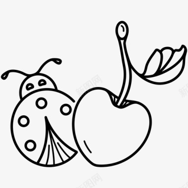 瓢虫卡通樱桃图标图标