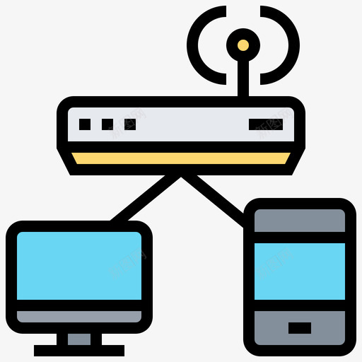 网络计算机技术9线颜色图标svg_新图网 https://ixintu.com 技术 网络 计算机 颜色