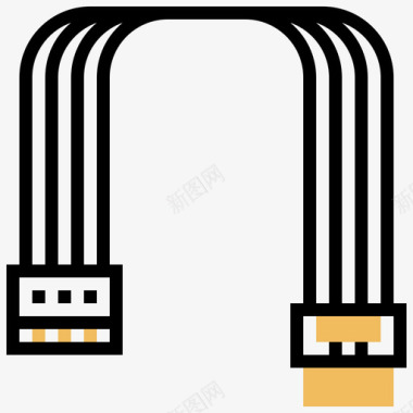 插头连接器类型5黄色阴影图标图标