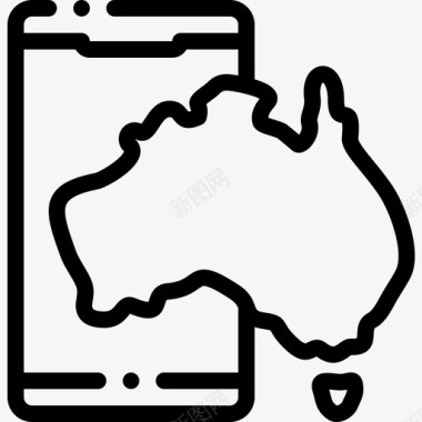 智能手机澳大利亚15线性图标图标