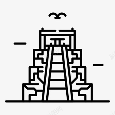 玛雅金字塔古代地标图标图标