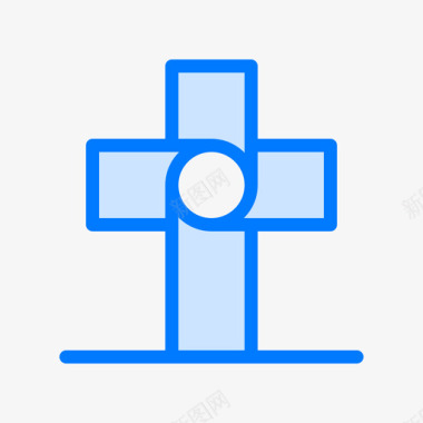 十字架复活节52蓝色图标图标