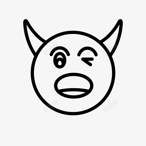 恶魔表情符号角图标svg_新图网 https://ixintu.com 1行 恶魔 眨眼 符号 表情