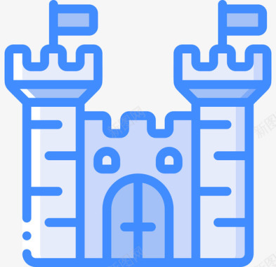 城堡君主制蓝色图标图标