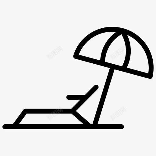 沙滩躺椅夏季图标svg_新图网 https://ixintu.com 假期 夏季 夏季2线 沙滩 躺椅 阳光 雨伞
