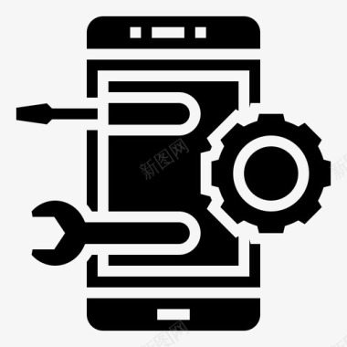 设置智能手机应用程序3字形图标图标