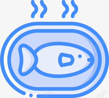 鱼东方食物蓝色图标图标
