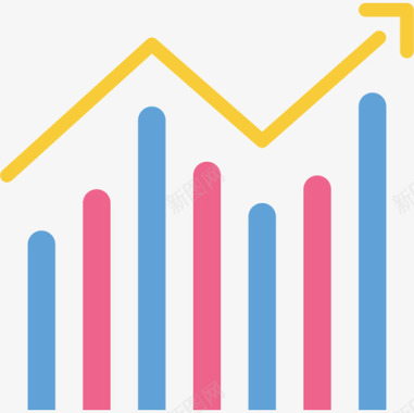 增长图表和图表3扁平图标图标