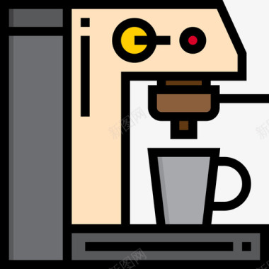 咖啡机办公用品4台线性颜色图标图标