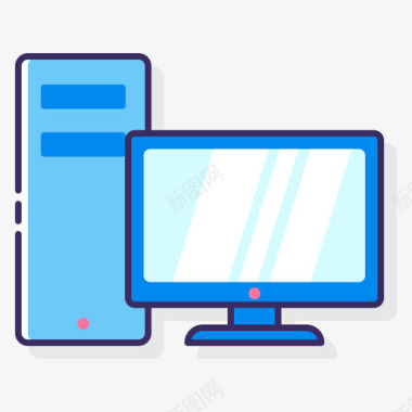 电脑教育娱乐线性色彩图标图标