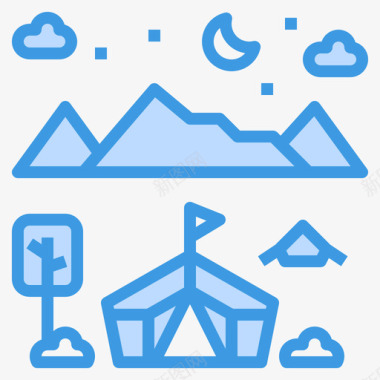 露营爱好14蓝色图标图标