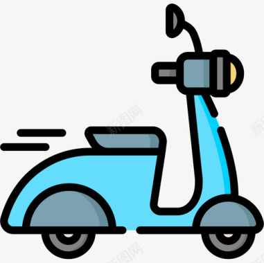 摩托车送餐44线性颜色图标图标