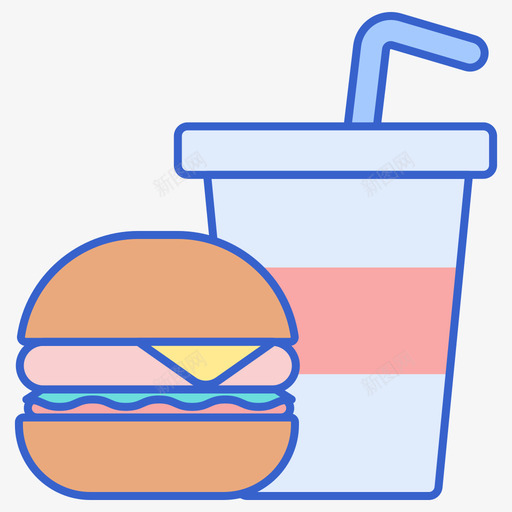 垃圾食品网络商店线性颜色图标svg_新图网 https://ixintu.com 垃圾食品 线性颜色 网络商店