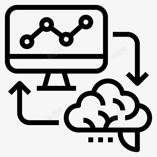 脑机接口人工智能75线性图标svg_新图网 https://ixintu.com 人工智能 接口 线性