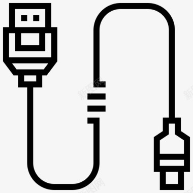 Usb连接器类型2线性图标图标