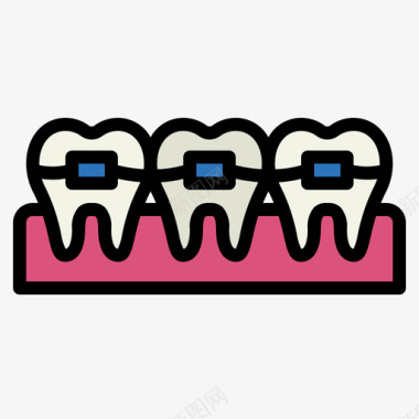 牙齿牙齿50线形颜色图标图标