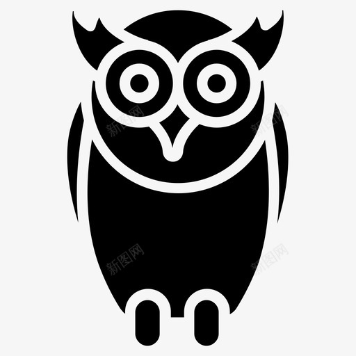 猫头鹰动物鸟图标svg_新图网 https://ixintu.com 动物 字形 学习 教育 猫头鹰
