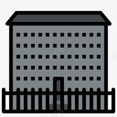 监狱镇上的地方4直线颜色图标图标