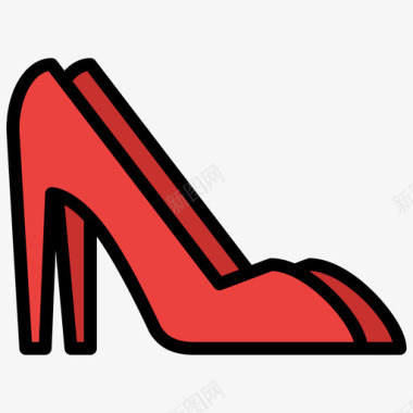 高跟鞋女性时尚4线性颜色图标图标