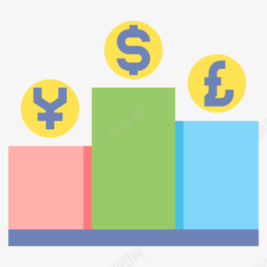 分析货币服务5持平图标图标