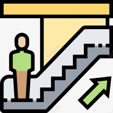 73号机场楼梯线性颜色图标图标