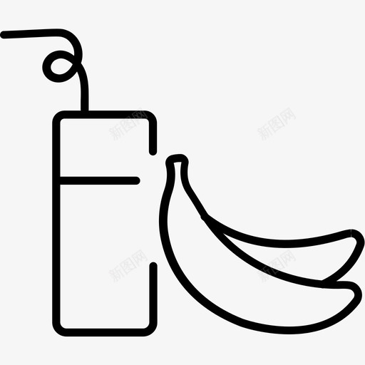 香蕉汁饮料水果图标svg_新图网 https://ixintu.com 果汁 水果 维生素 饮料 香蕉 黑白香蕉