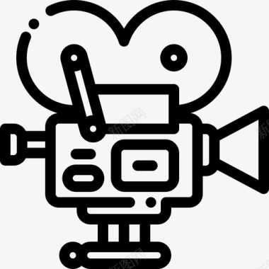 电影摄影机电影工业8线性图标图标
