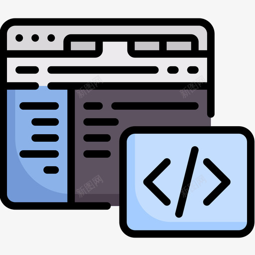代码互联网技术18线颜色图标svg_新图网 https://ixintu.com 互联网 代码 技术 颜色