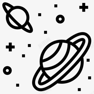 太空太空和银河系5直线图标图标
