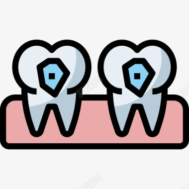 龋齿牙齿护理22线性颜色图标图标