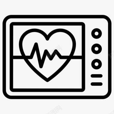 心电图线向量心脏病学心电图图标图标