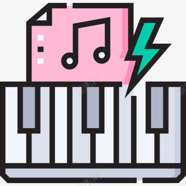 键盘摇滚乐33线性颜色图标图标