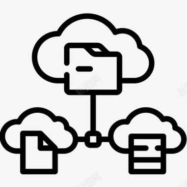 云存储互联网技术19线性图标图标